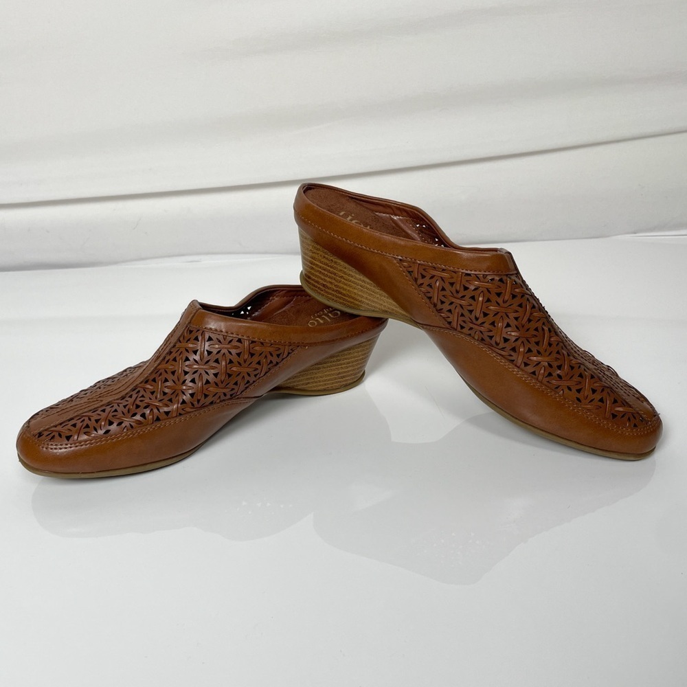 Rialto Comfort brown mule slide shoes w/ eyelet pattern | Sz. 9.5 - Picture 3 of 7